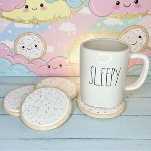 Sprinkled Sugar Cookie Clay Coasters Handmade – Set of 4